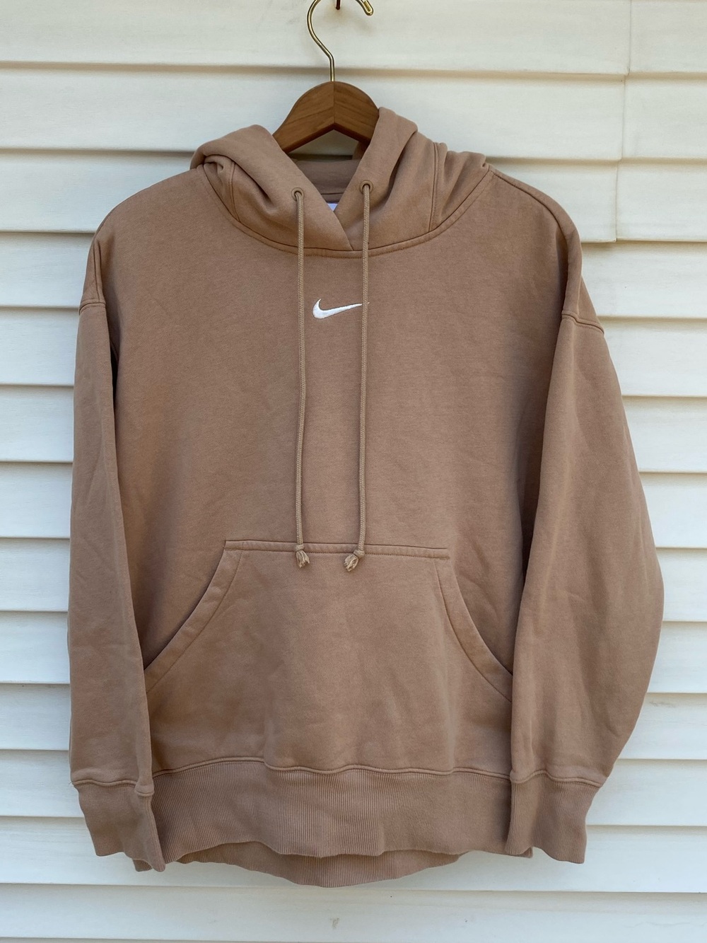 Nike Sportswear Center Swoosh Oversized Hoodie Neutral Tan Beige Size XS